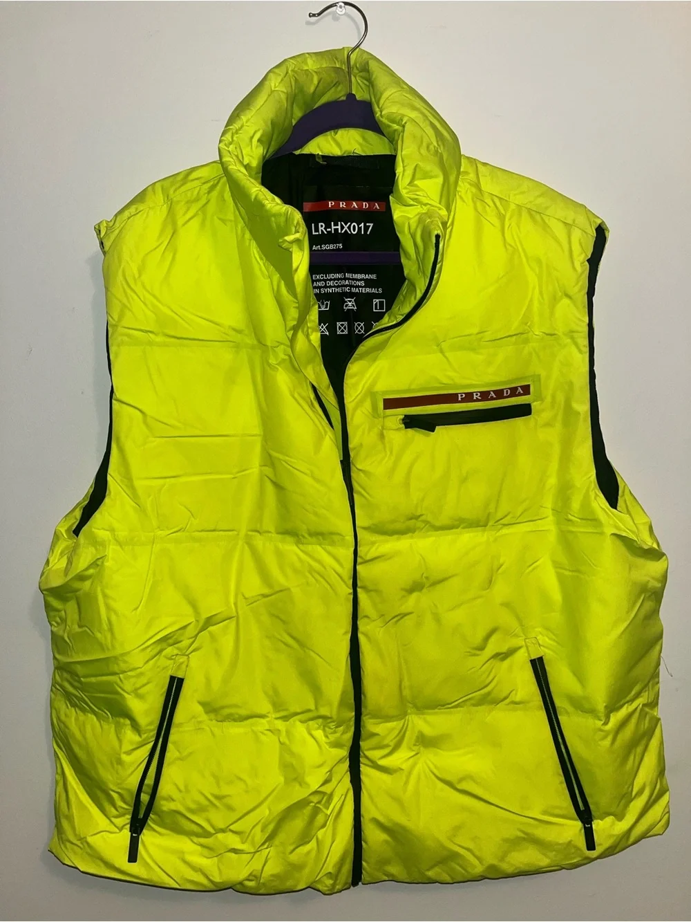 Prada Neon Lime Quilted Puffer Vest